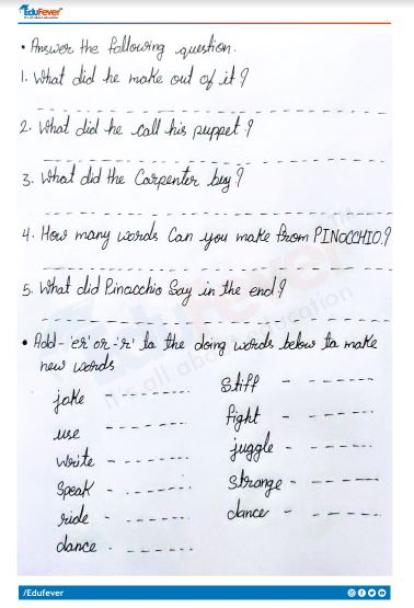 CBSE Class 4 English Pinocchio Worksheet With Solutions