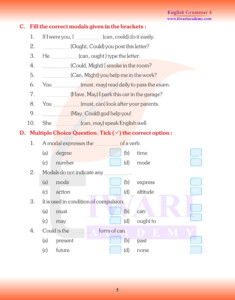 CBSE NCERT Class 4 English Grammar Chapter 13 Modals In PDF