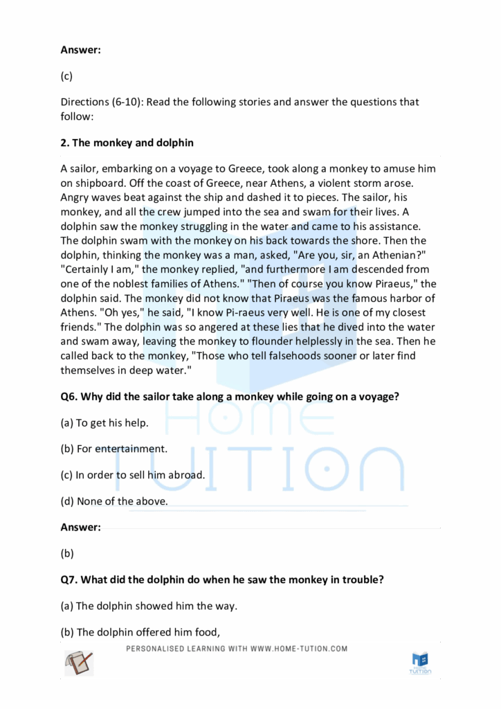 CBSE Worksheet For Class 4 English Comprehension Prose Free PDF 