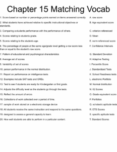 Chapter 15 Matching Vocab Worksheet WordMint
