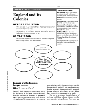 Chapter 3 Section 1 England And Its Colonies Worksheet Answer Key