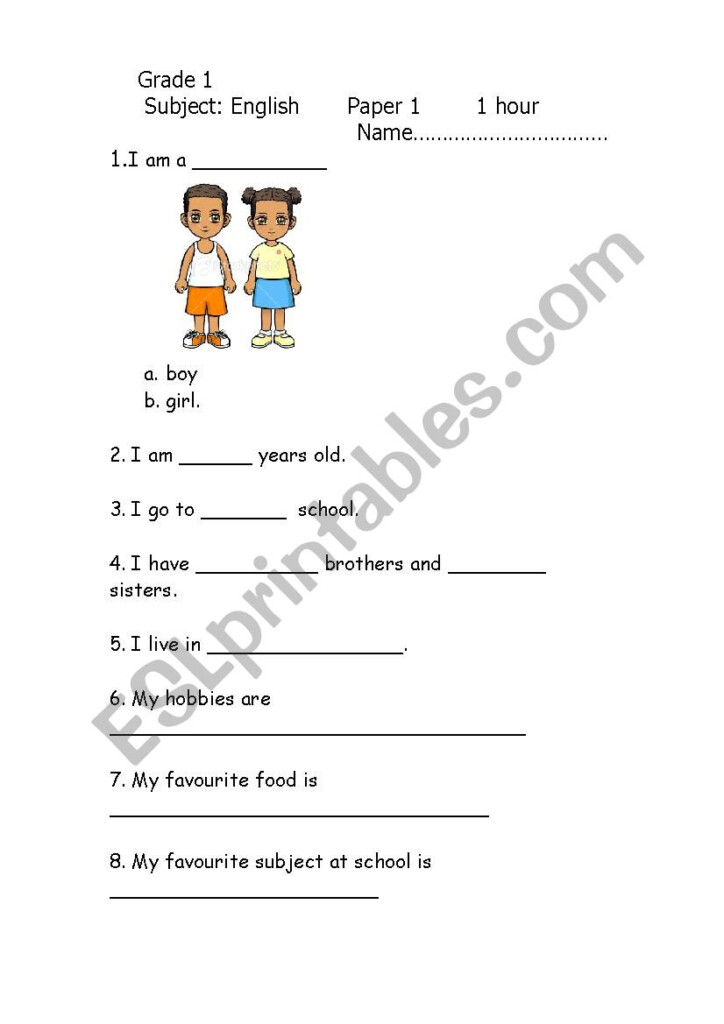 Class 1 English Test Paper Pdf At Rosie Baggs Blog