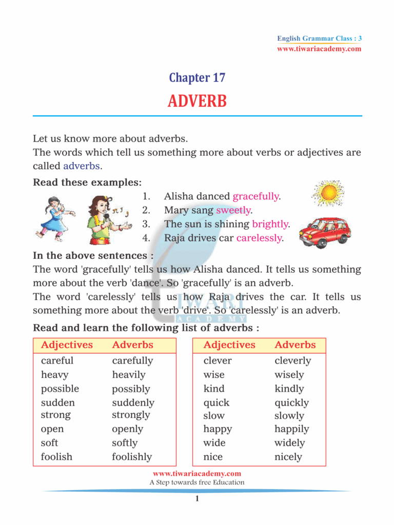 Class 3 English Grammar Chapter 17 Adverb Updated For 2023 2024 