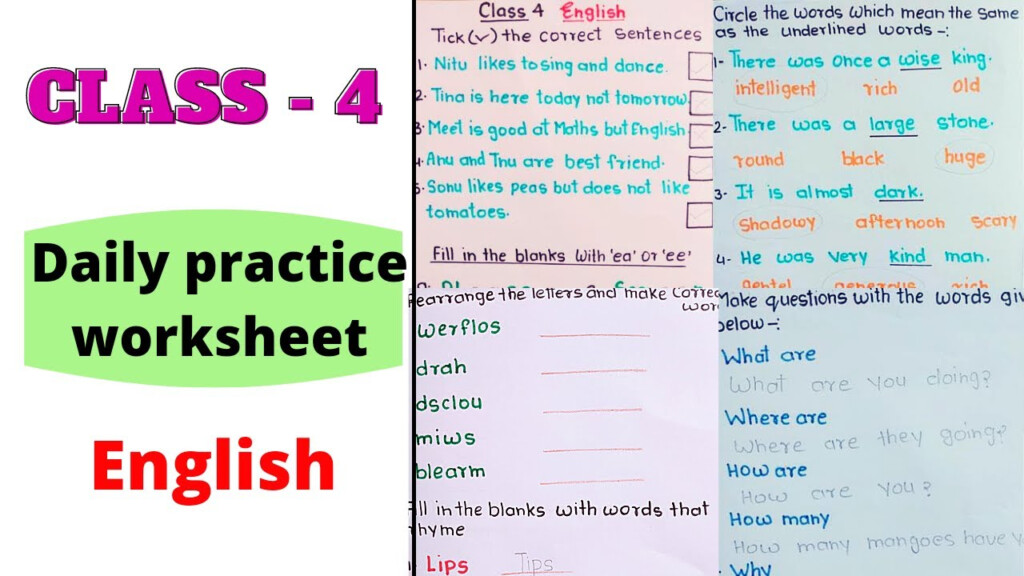 Class 4 Class 4 English Class 4 English Worksheet English Worksheet 