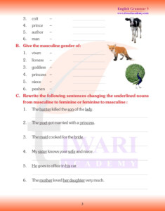 Class 5 English Grammar Chapter 4 The Noun Gender