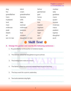 Class 5 English Grammar Chapter 4 The Noun Gender Vrogue co