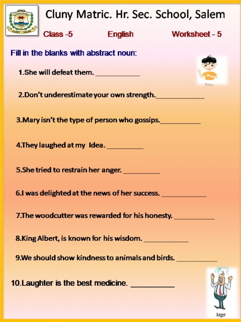 Class 5 English Worksheet 5 Worksheet