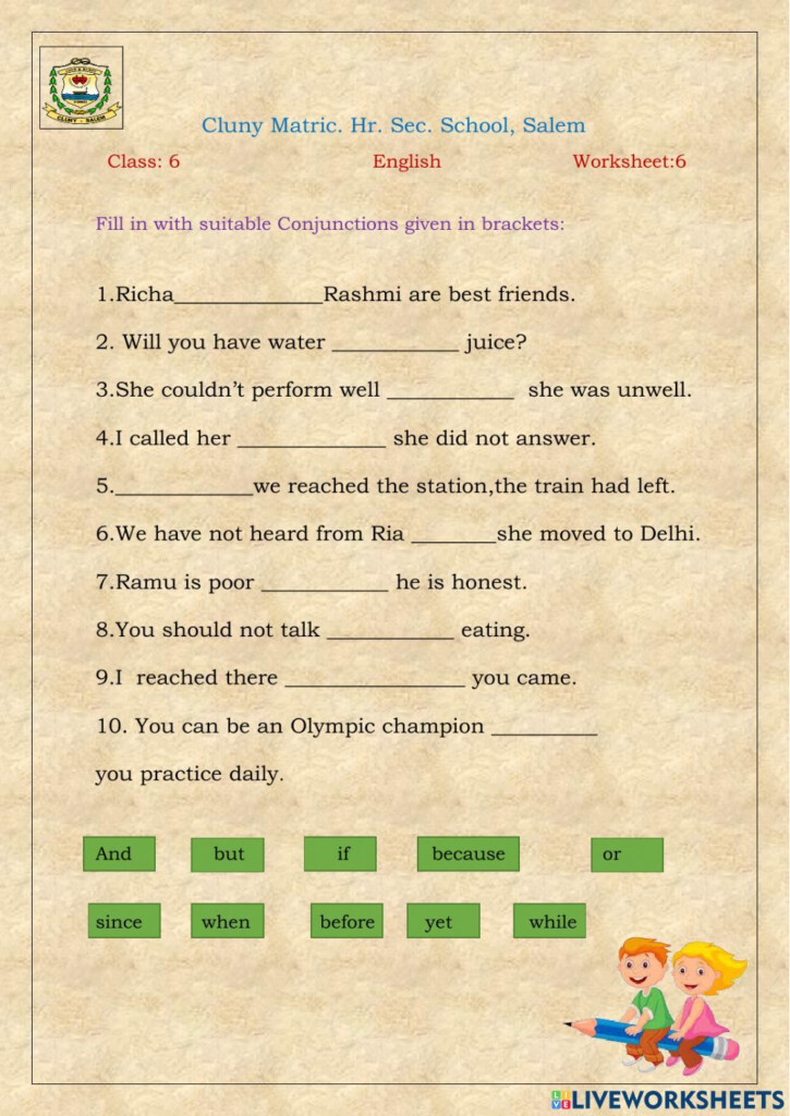 Class 6 English WS 6 Worksheet Grammar Worksheets Worksheets 
