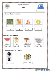 Class Kg 2 English Worksheet Kindergarten Worksheets
