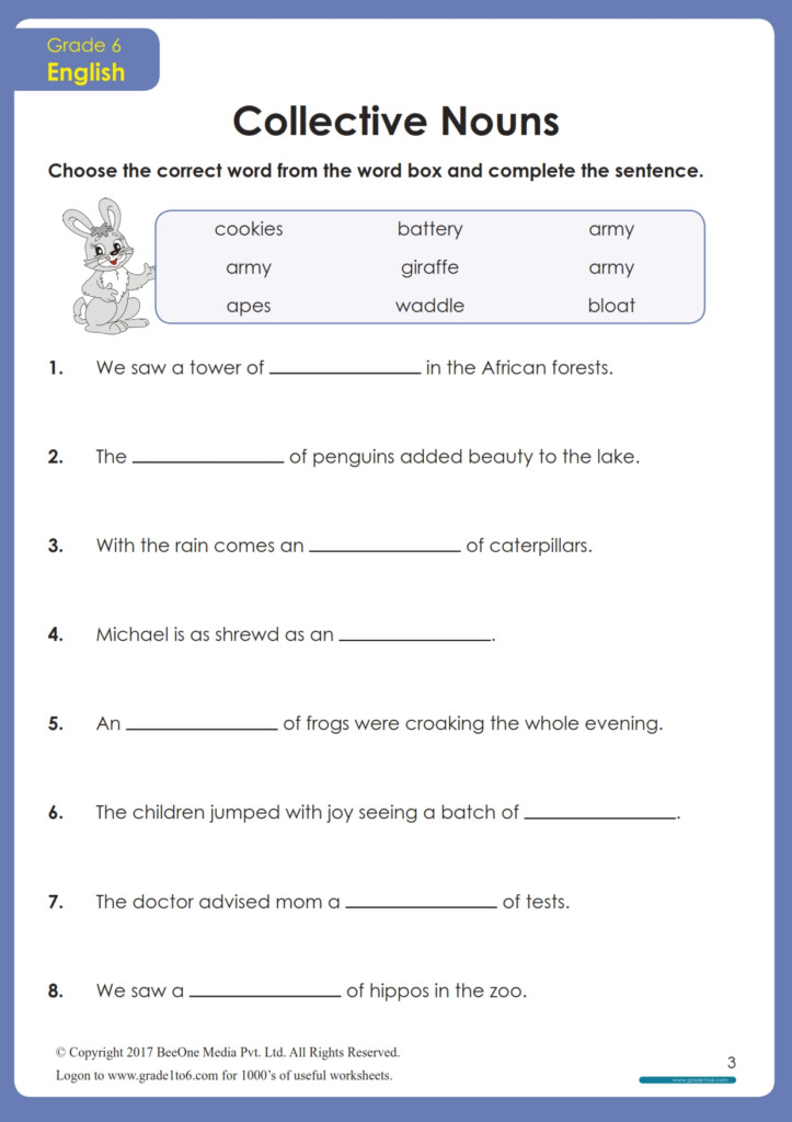Collective Nouns Worksheets FREE PDF Grade1to6