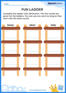 Complete The Alliteration Ladder Worksheet Printable English Sheet