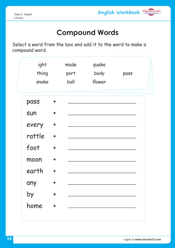 Compound Words Worksheet For Class 3 English Class1to12