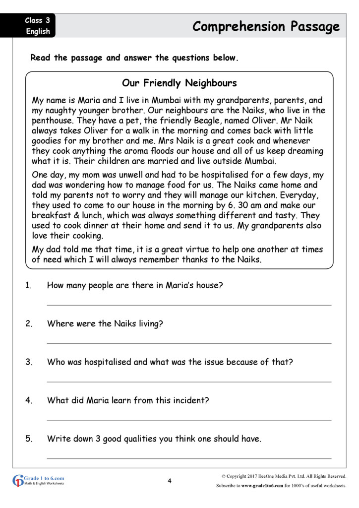 Comprehension Passage For Class 6 Icse Image To U