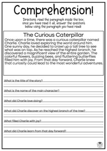 Comprehension Worksheets For 5th Grade