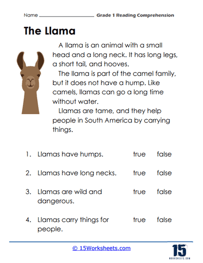 Comprehension Worksheets For Grade 1