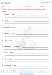 Conjunctions Worksheets For Grade 5 English Shree Rsc Tutors