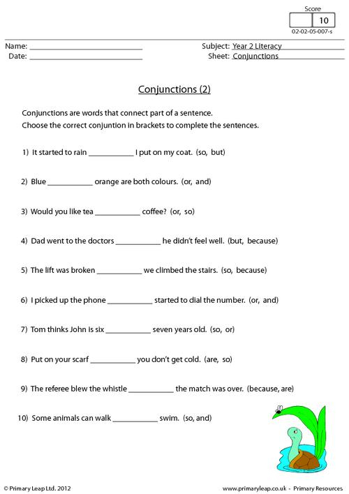 Conjunctions Worksheets Grade 5