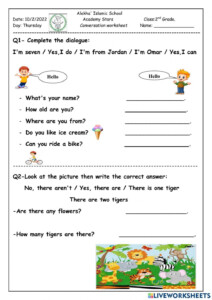 Conversation Worksheet Interactive Worksheet How To Introduce