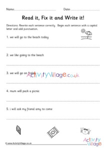 Correct The Sentence Worksheet KS1 Worksheets Library