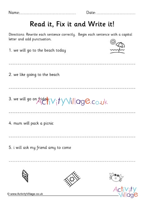 Correct The Sentence Worksheet KS1 Worksheets Library