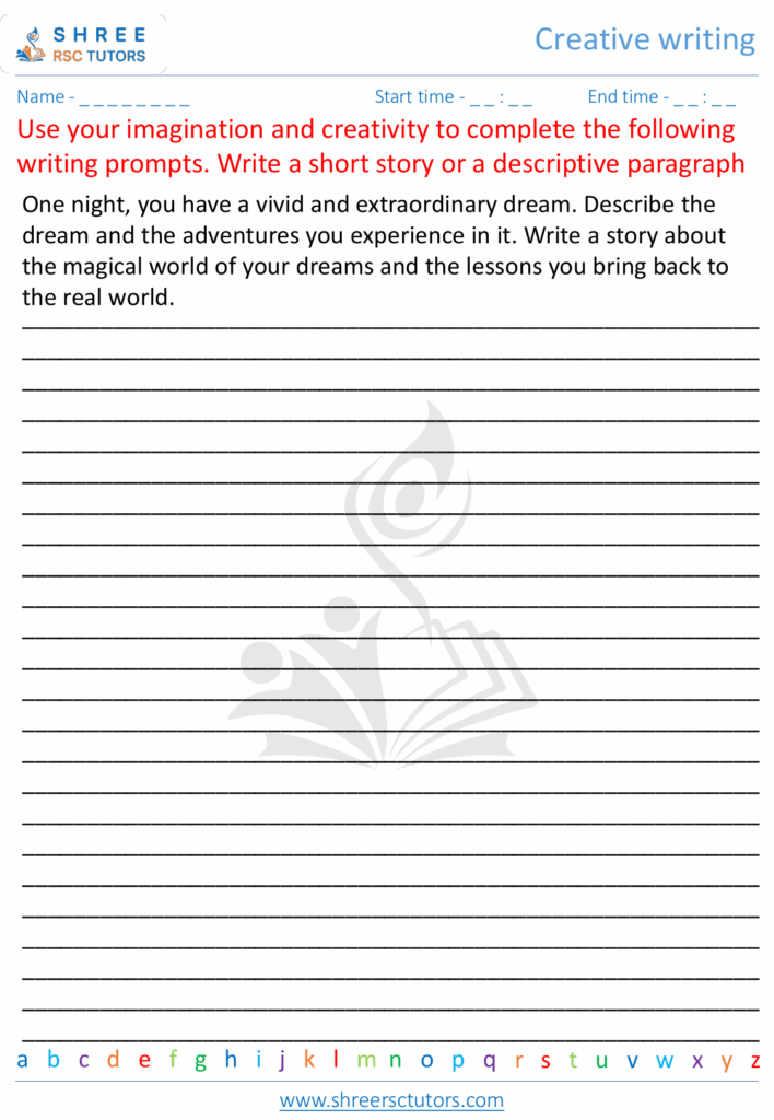 Creative Writing Worksheets For Grade 5 English Shree Rsc Tutors