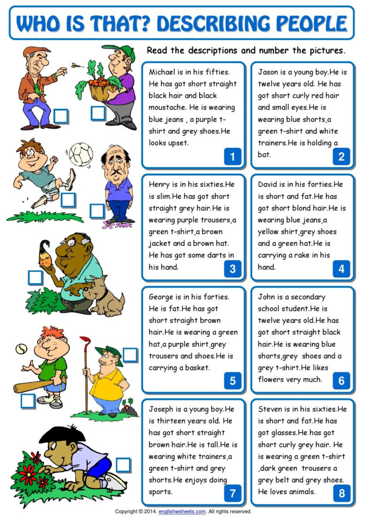 Describing A Picture Worksheet For Grade 2