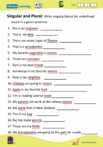 Download Singular And Plural Worksheets For Free Vikramlearning