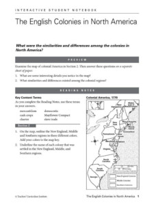 Early British Colonies Worksheet Answers