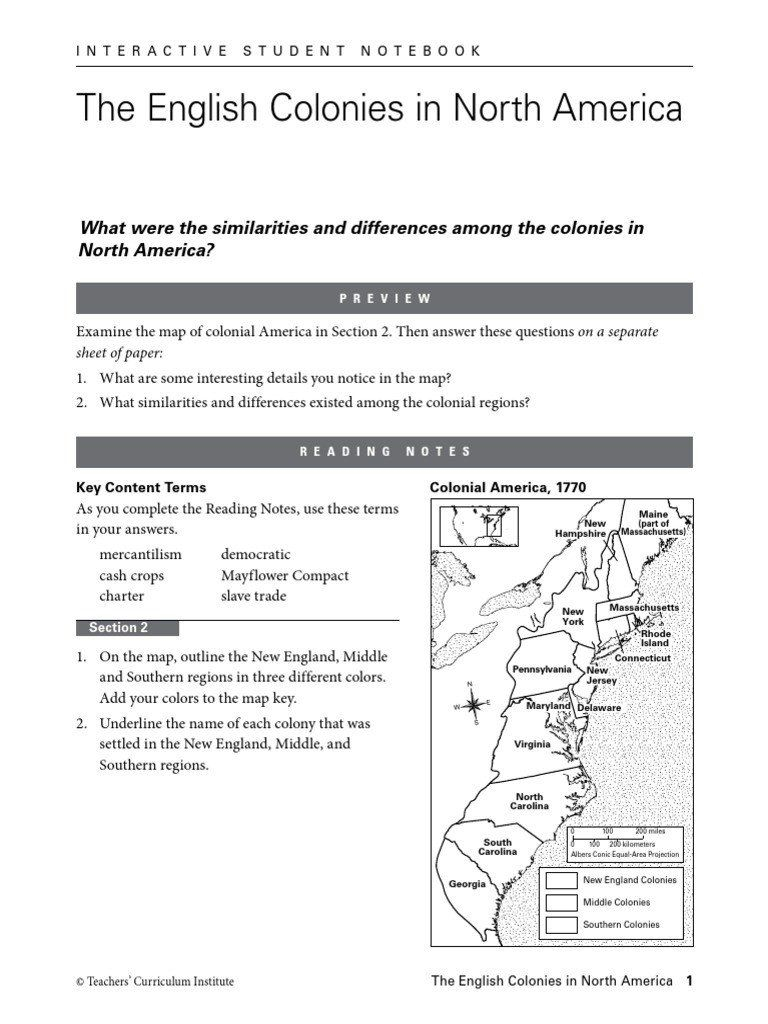 Early British Colonies Worksheet Answers