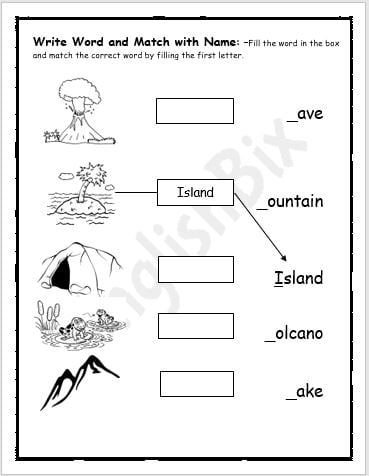 Earth Landforms Labelling Worksheet For 1st Grade EnglishBix