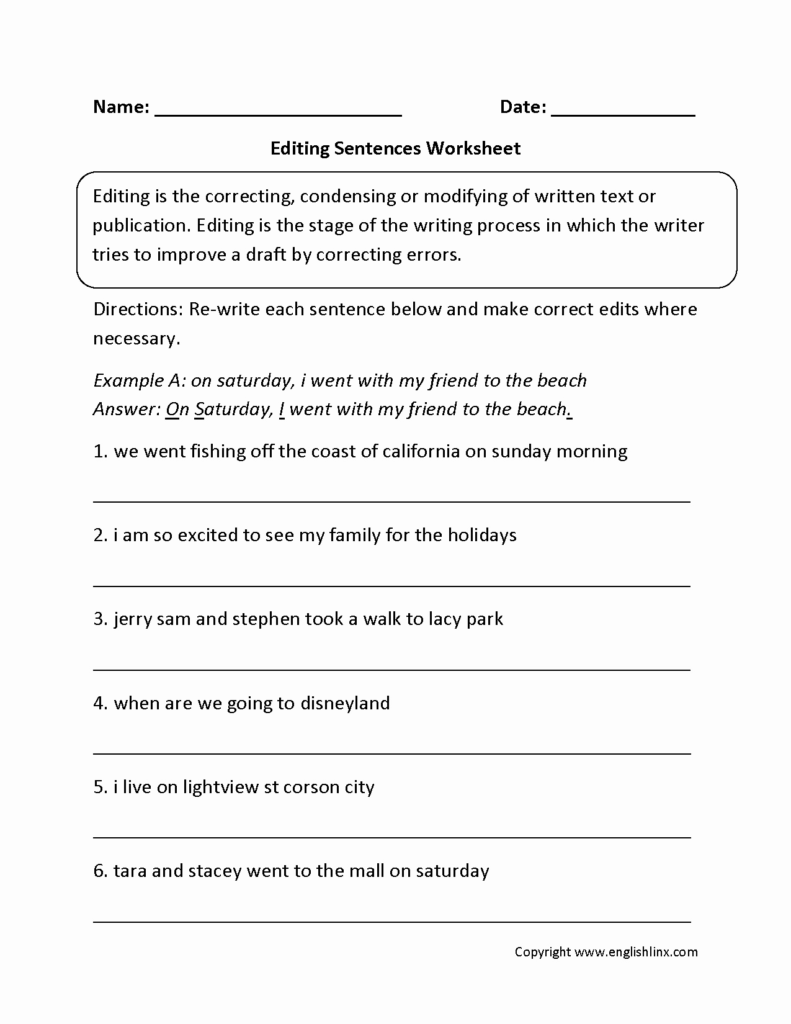 Editing And Proofreading Worksheets Fresh Grammar Editing Worksheets 