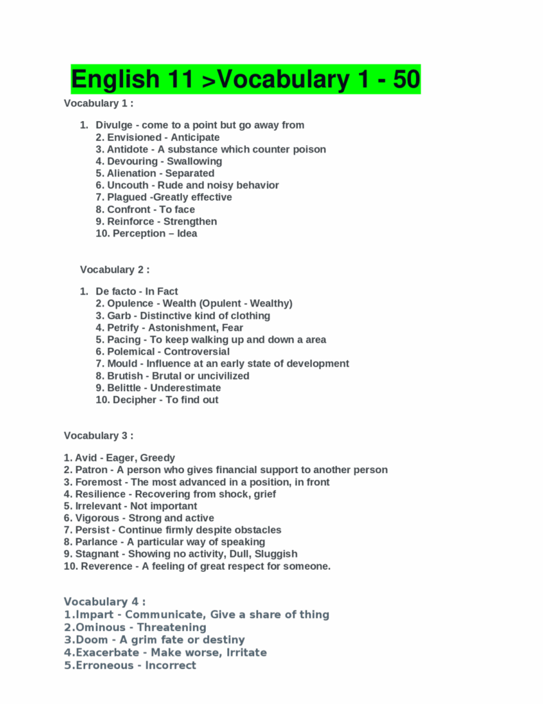 English 11 gt Vocabulary 1 50 Study Guides Projects Research 