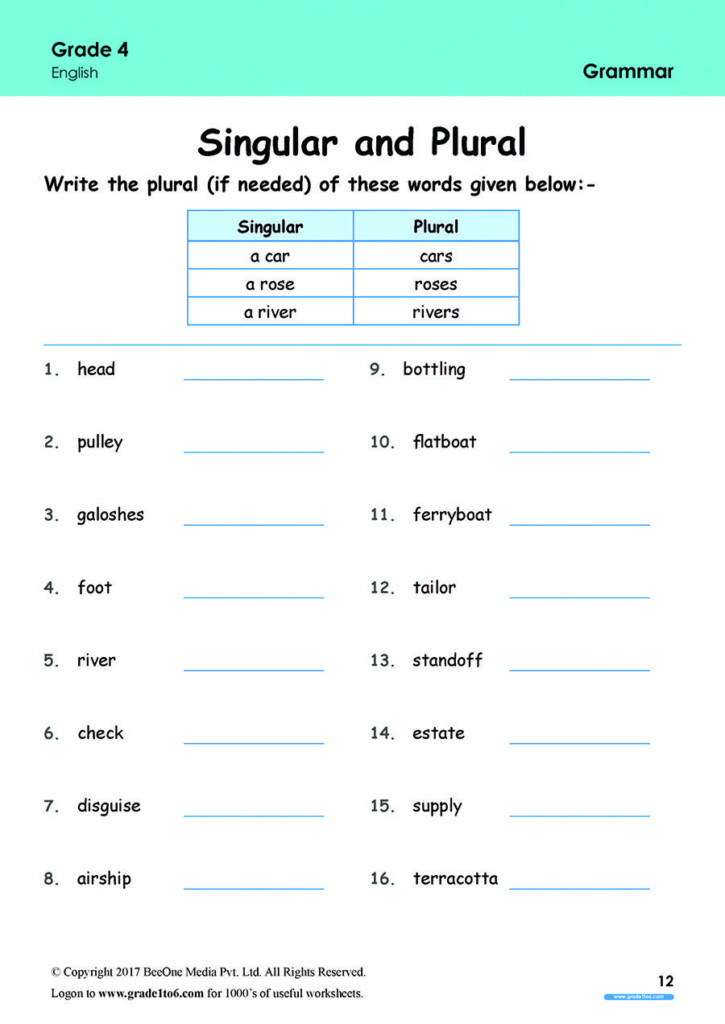 English 4 Worksheets
