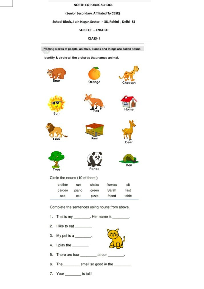 English Class 1 Online Classes CBSE Worksheets Online Classes 