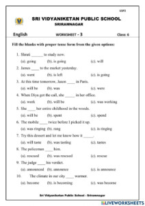 English Class 6 Tenses Worksheet Live Worksheets Worksheets Library