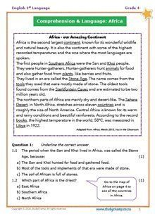 English Comprehension Grade 4 South Africa Diy Worksheet Grade 4 