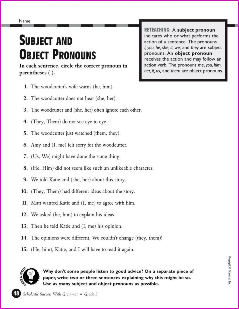 English Grade 5 Worksheet