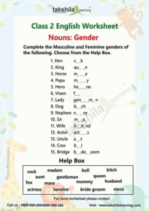 English Grammar Class 2 Worksheet