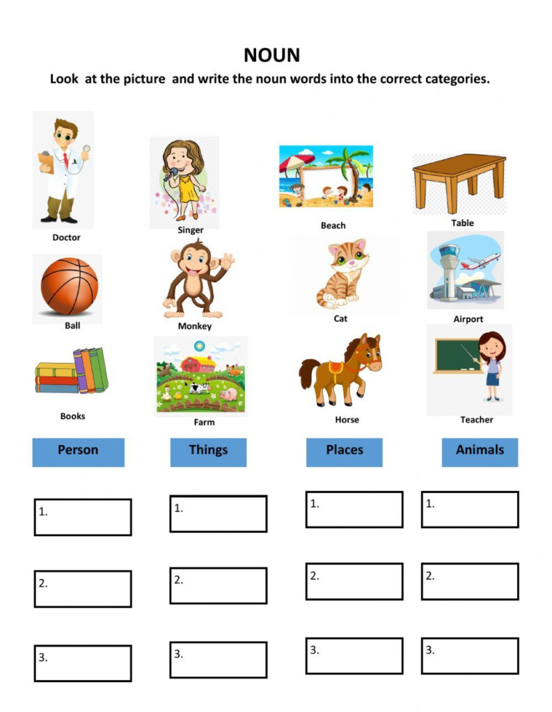 English Grammar Noun Worksheet For Grade 1 Noun Worksheets