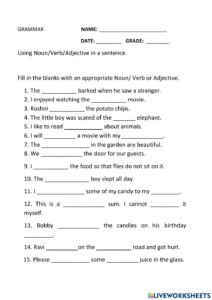 English Grammar Online Pdf Exercise For Grade 2 Live Worksheets