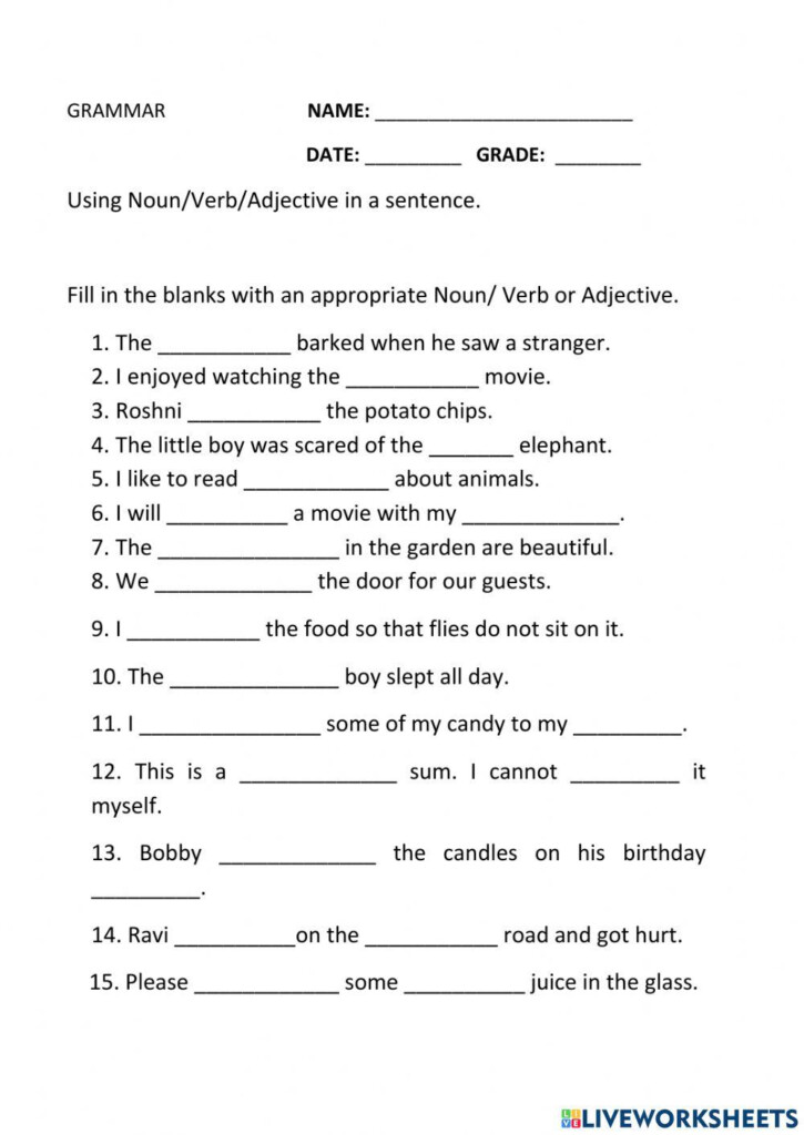 English Grammar Online Pdf Exercise For Grade 2 Live Worksheets 