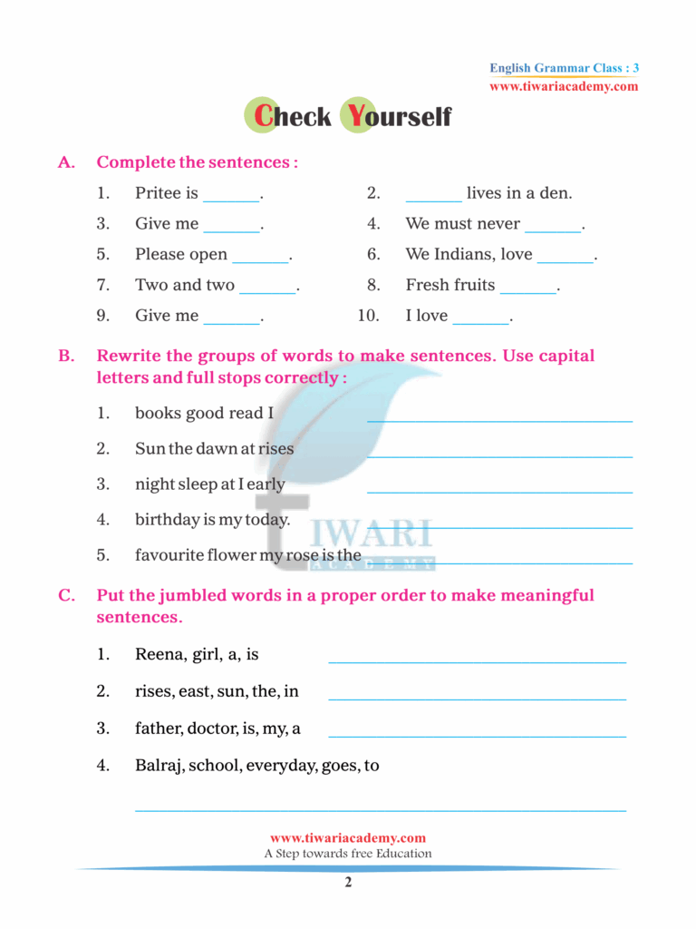 English Grammar Worksheet For Class 3 English Esl Gra Vrogue co