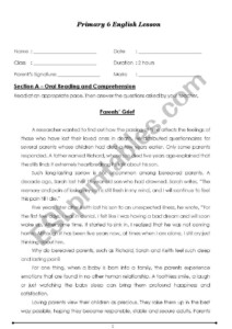 English Oral Primary 6 ESL Worksheet By Jeanifer1301