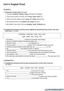 English Plus 2 Unit 4 Worksheet