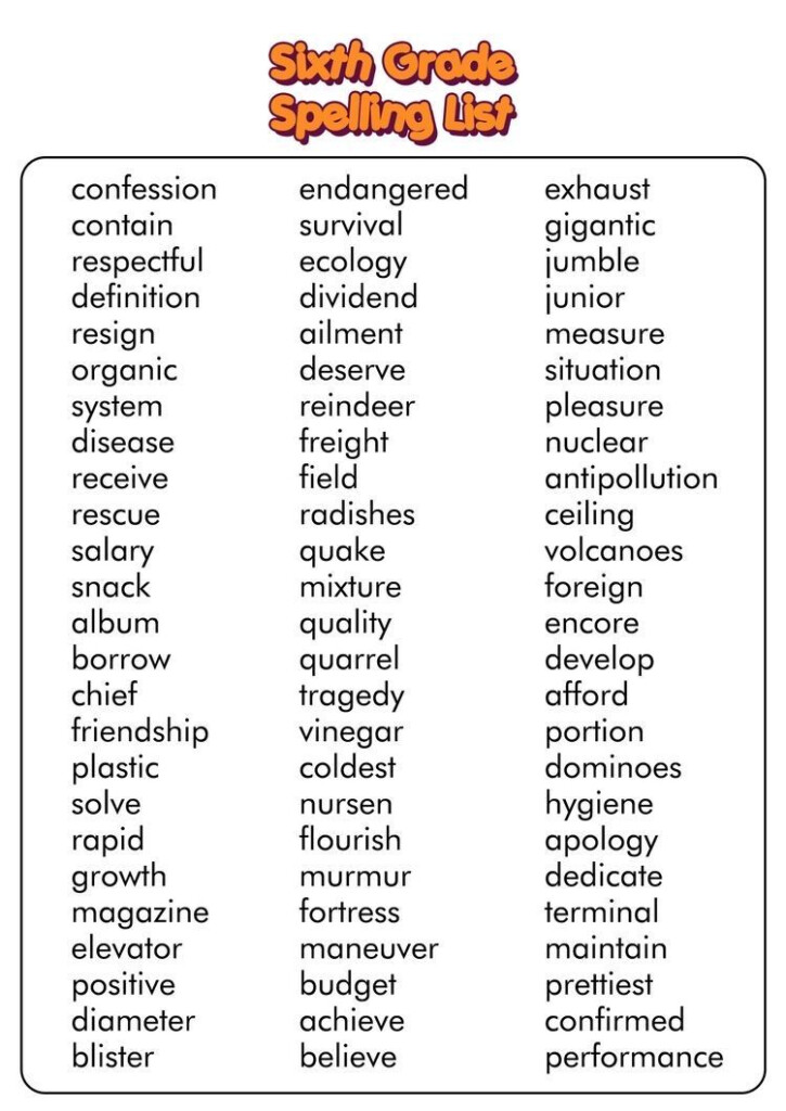 English Spelling Game For 6th Grade