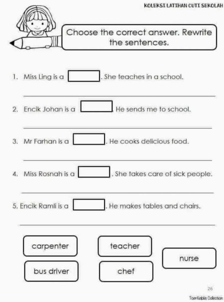 English Standard 1 Activity Worksheet Template Worksheets School Work