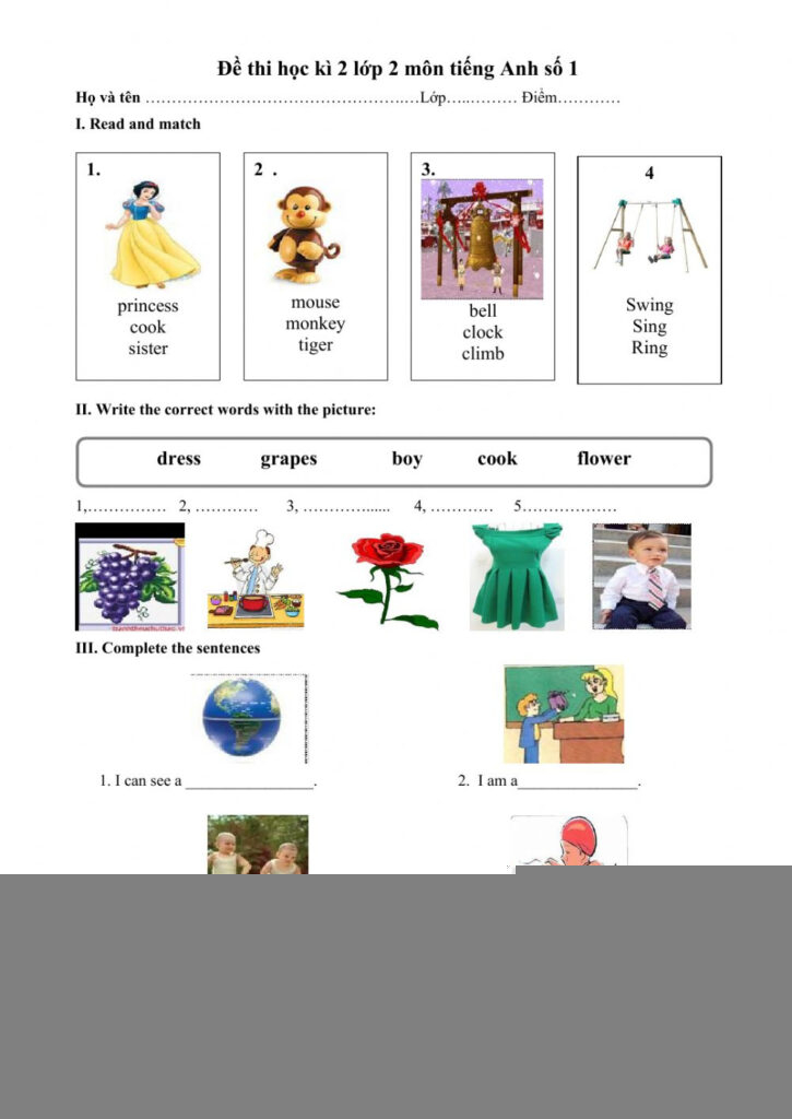 English Test Grade 2 Worksheet Language Worksheets