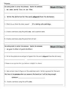 English Worksheet For 3rd Grade