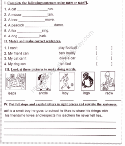 English Worksheets 1 Grade