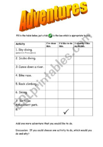 English Worksheets Adventures